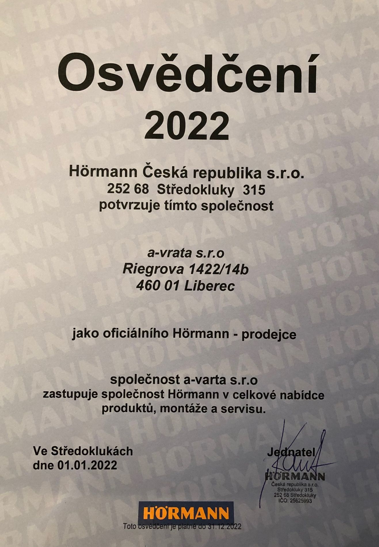 Osvědčení 2022